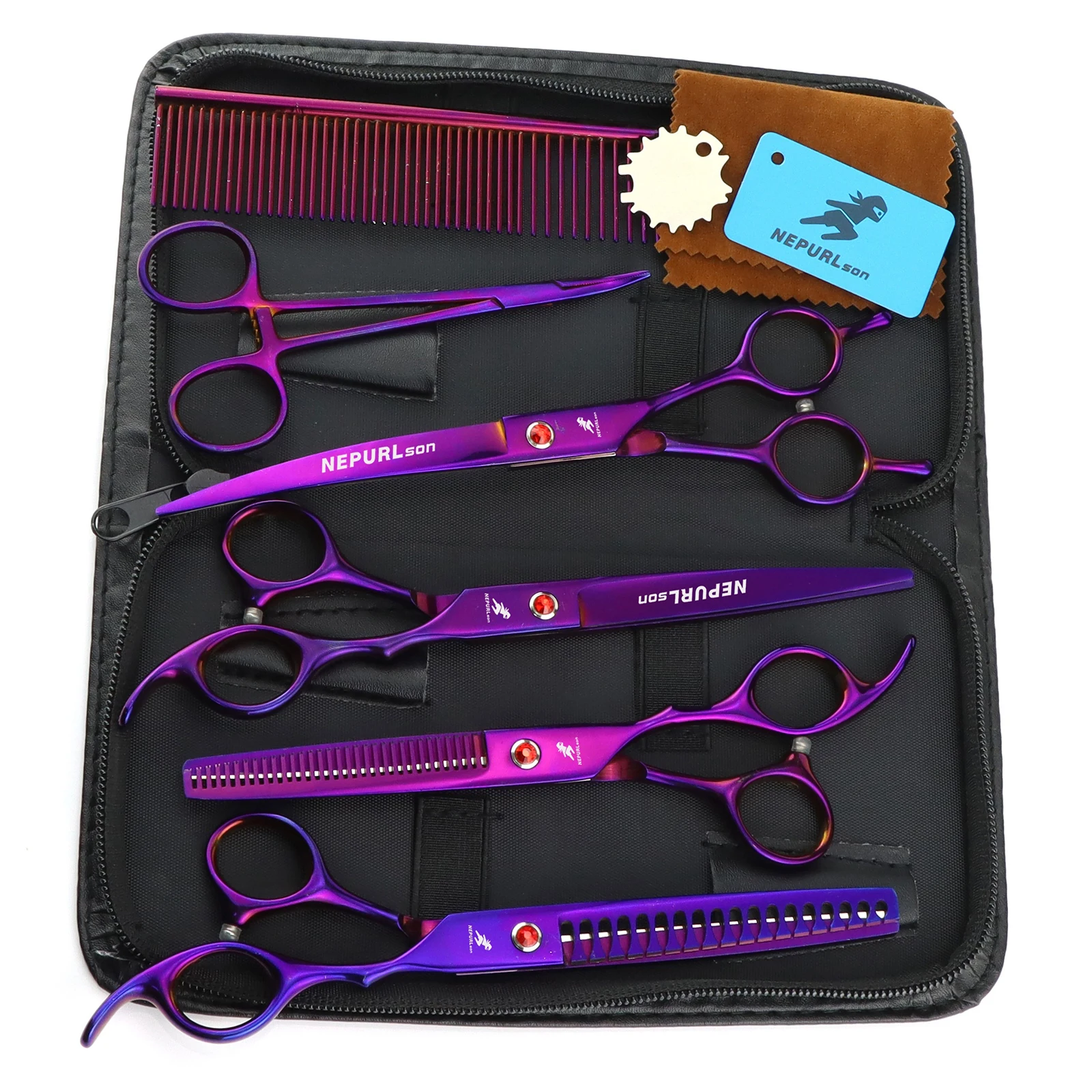 

Dog Grooming Scissors Japan Stainless 6.5" 7" Pet Scissors Purple Down Curved Scissors for Groomer Chunker Shears Dropshipping