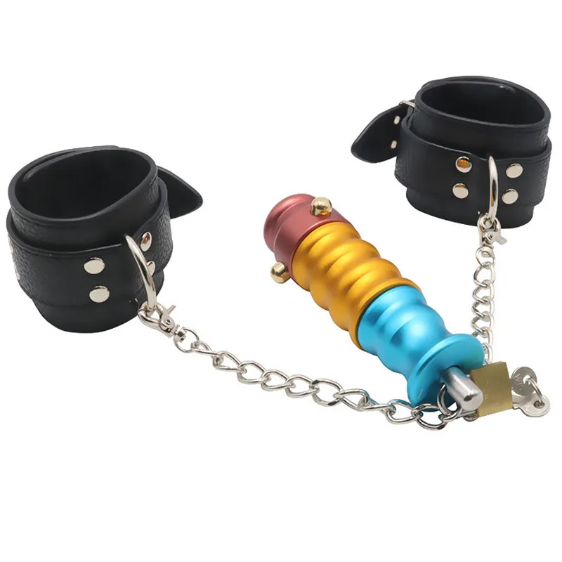 Open and Close Anal Dilator Expander Lock Metal Butt Plug with handcuffs Adult Games Sex Toys For Couples Erotic analplug