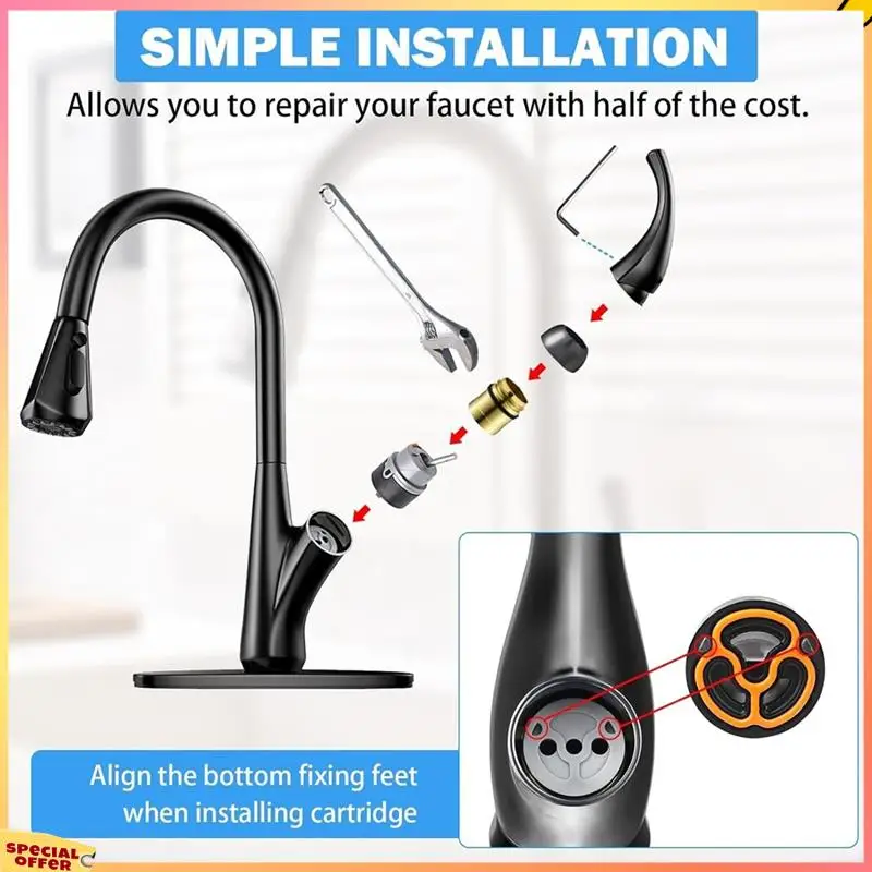 ABFI RP50587 لصمام خرطوشة دلتا وRP46463 دلتا دش خرطوشة استبدال DST مقبض واحد الحنفيات إصلاح أجزاء