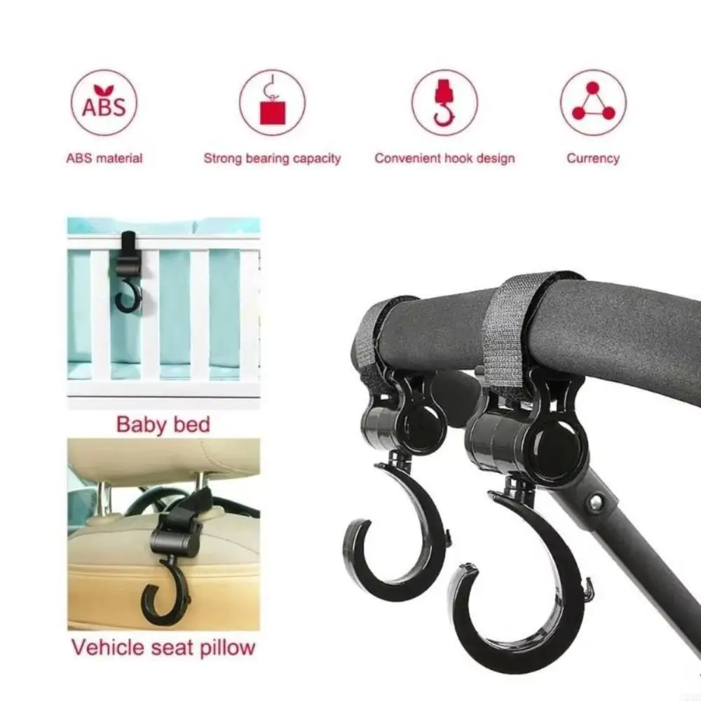

Decor Large Hook Stroller Hook Hook and Loop 360 Rotary Pram Accessories Degree Hook Durable Pushchair Hanger Baby Stroller