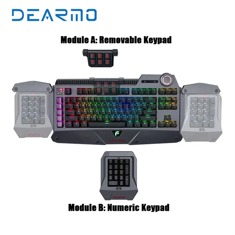 DEARMO F4 tastatur clavier RGB Ergonomic Multimedia Wired Mechanical Keyboard Gaming Keyboard