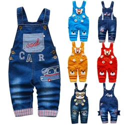 Baby Boys Denim Overalls Infants Bib Pants Jeans Cartoon Letter Clothes Girls Boys Long Jumpsuits Kids Suspenders Pants JYF