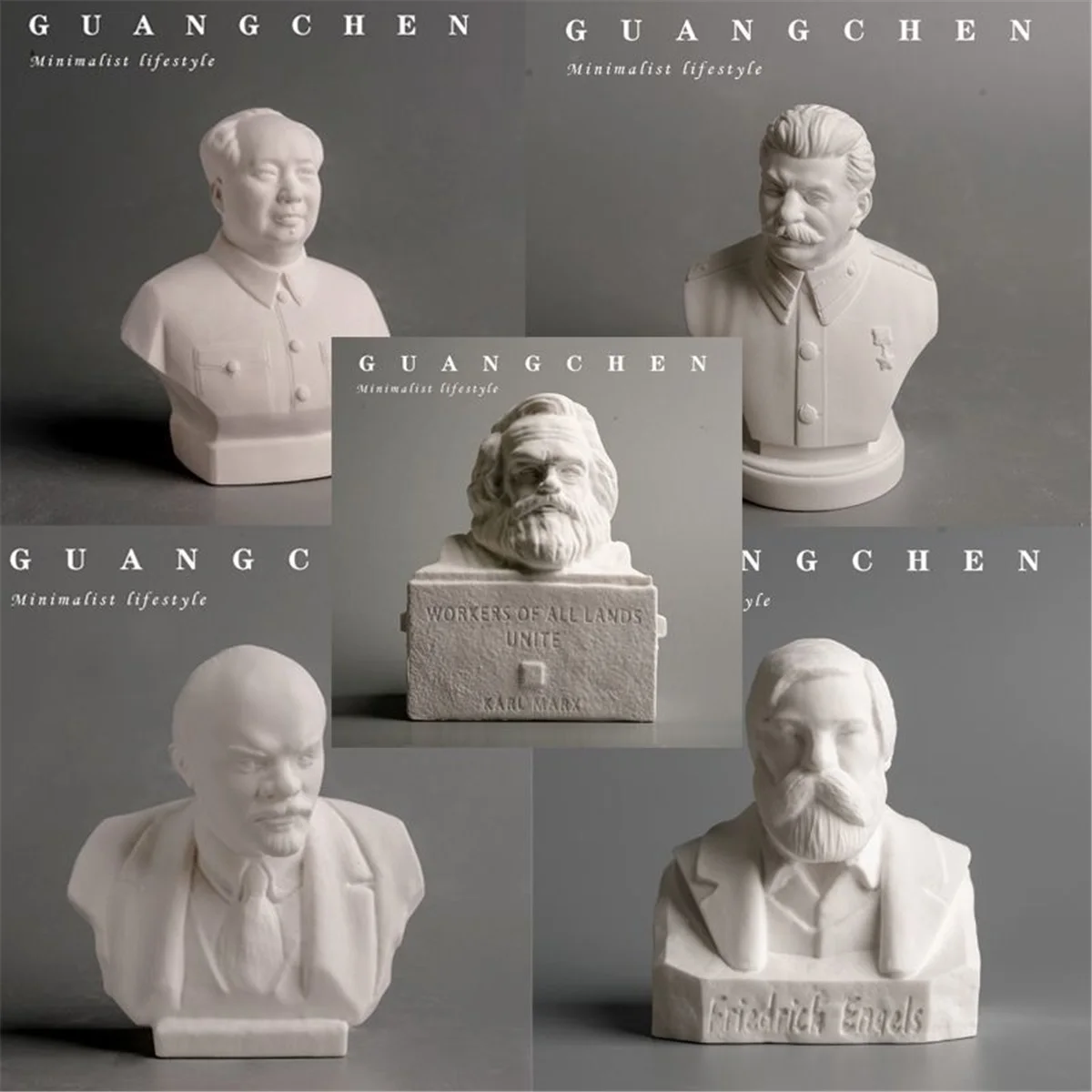 Mao Zedong, Lenin, Engels, Stalin, Marx sculpture, plaster, bookcase, desktop decoration ornaments