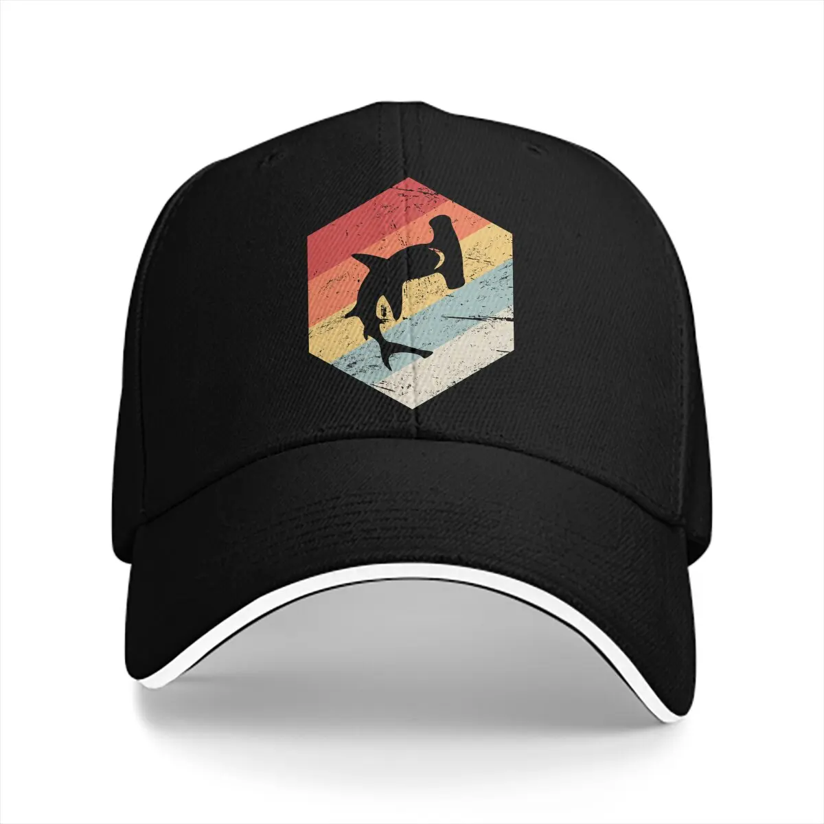 Retro 70s Hammerhead Shark Icon Men Baseball Caps Peaked Cap Sun Shade Windproof Hat Animal One Hundred Fish