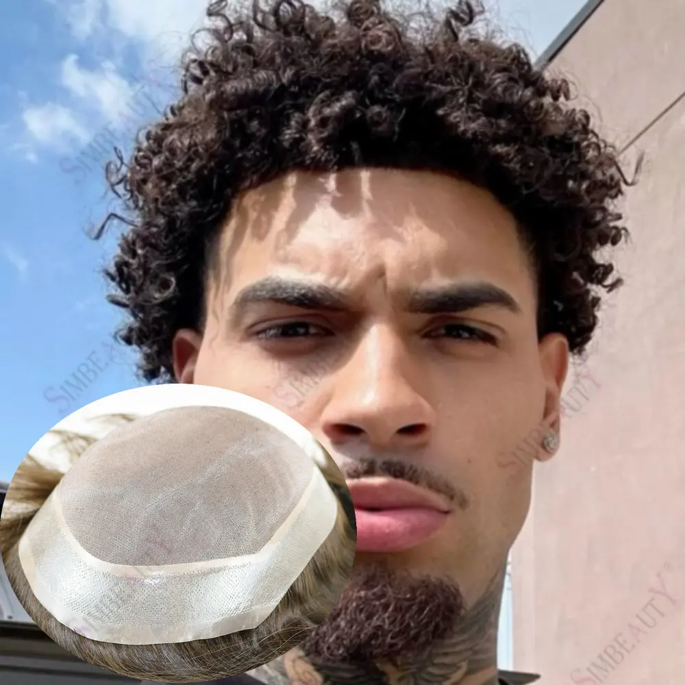 

Men's Wig 8mm/10mm/12mm Afro Curly Men's Capillary Prosthesis Fine Momo PU Base Remy Human Hair Wigs Durable Man Toupee System