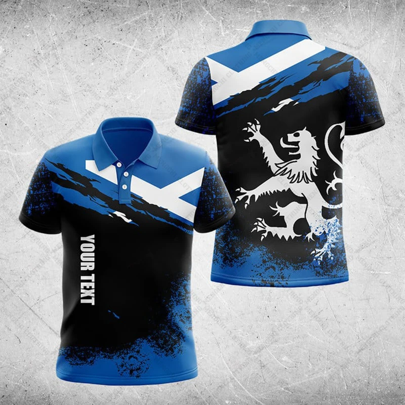 Custom Name Scotland Flag Thistle Graphic Polo Shirt Summer Casual Men's Fashion Esports Team Jersey Oversized Short Sleeve Tops