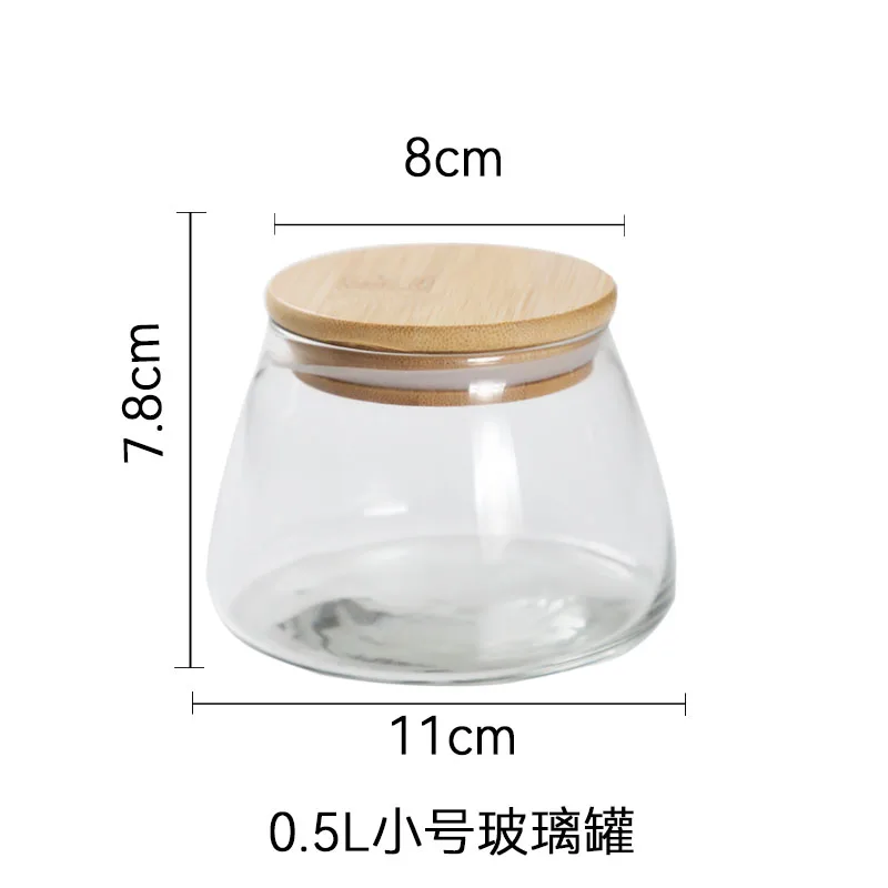 Bamboo Lid Glass Jar Transparent Grain Storage Jar Candy Box Food Storage Jar Bottle Dried Fruit Snack Box Desktop Decoration