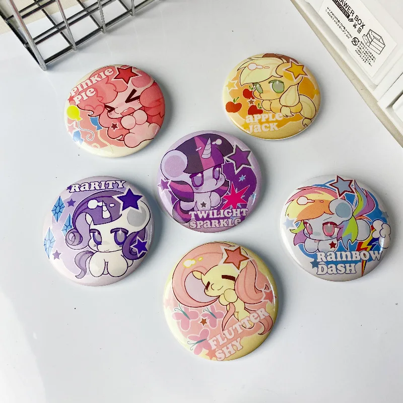 Kawaii My Little Pony Badge Fluttershy Pinkie Pie Twilight Sparkle Fluttershy Cartoon Anime Brooch Cute Pin Girl Gift Kids Toy