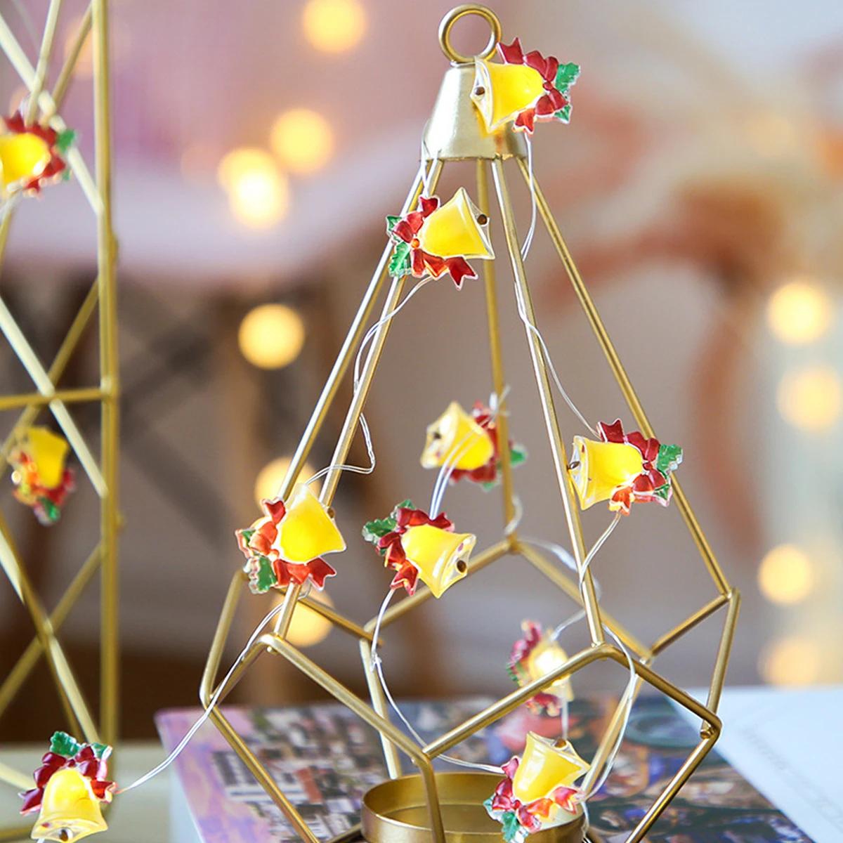 1Pcs Christmas Bell String Lights LED Decorative Light for Party Eco Friendly Exquisite Appearance Easy Install Assorted