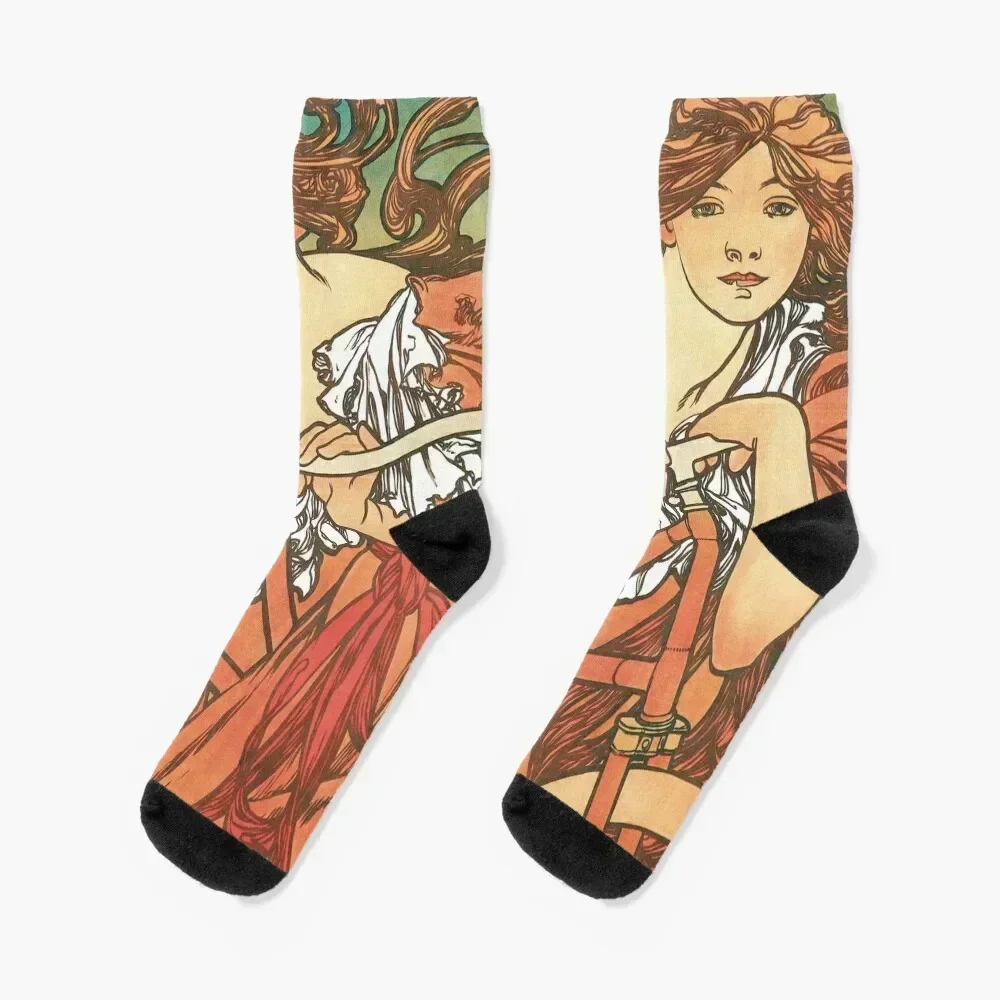 Alphonse Mucha - Cycles Perfecta - Poster 1902 Socks Soccer men cotton high quality Woman Socks Men's