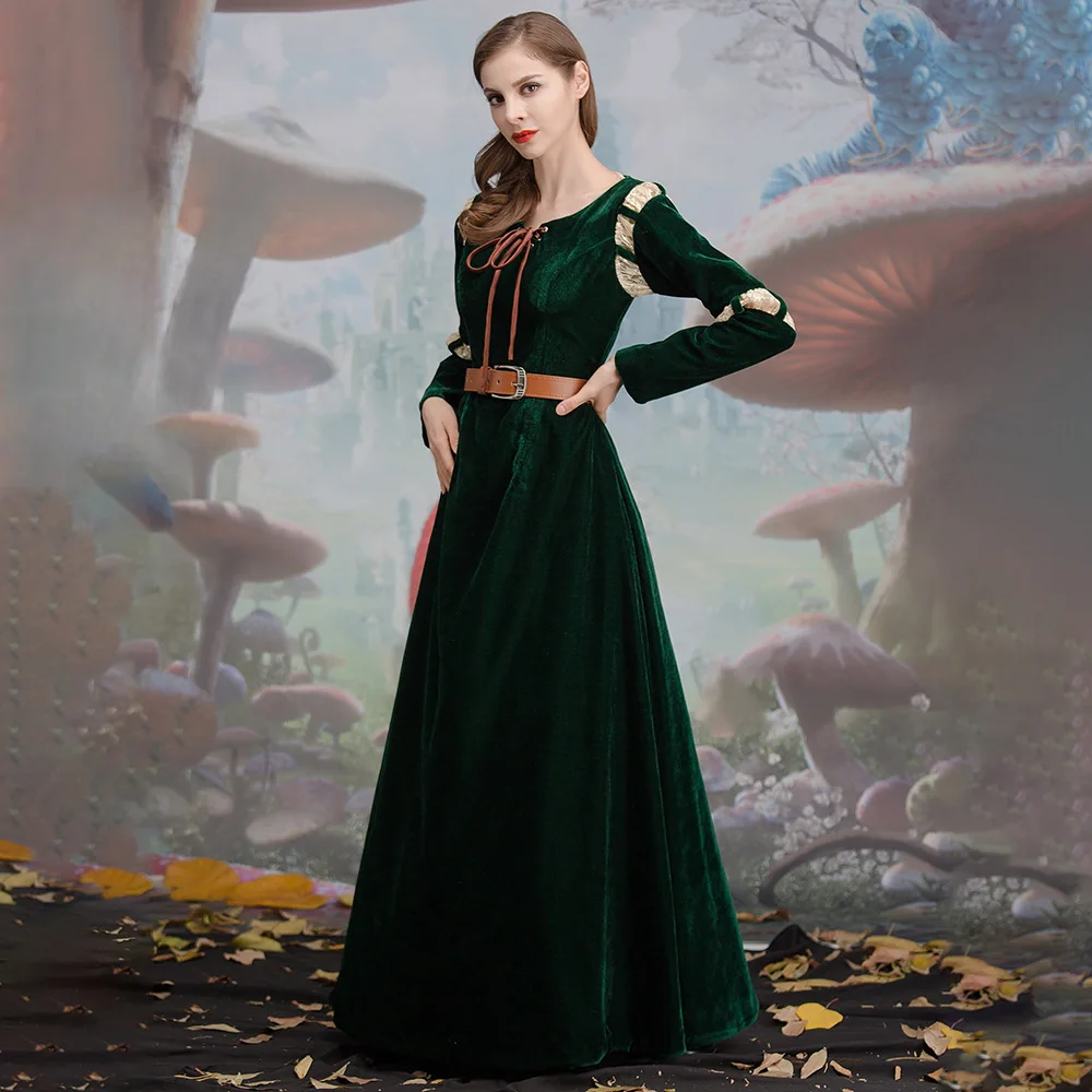 زي تنكري لشخصية فيلم الرسوم المتحركة الشجاعة، فستان محكمة الأميرة ميريدا، زي لعب مسرح الهالوين