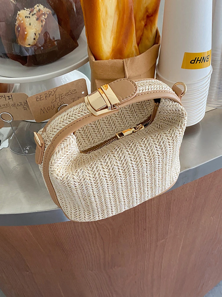 

2025 new summer woven bag, fashionable crossbody bag, shoulder bag, casual women's daily commuting bag, vacation beach handbag