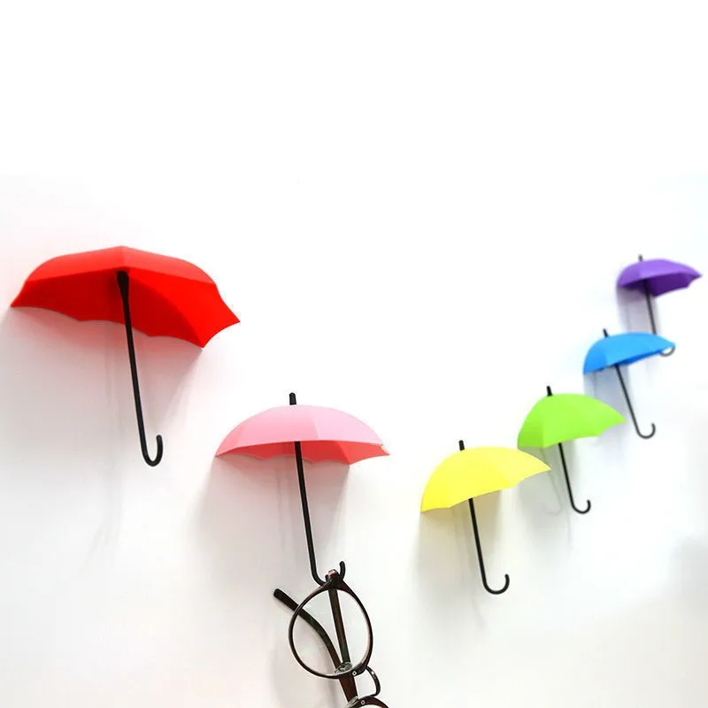 3pcs/lot Non-Marking Punch-Free Umbrella Hook Self-Adhesive Hook Wall Door Clothing Hanger Key Hanger Hook Bathroom Kitchen Rack