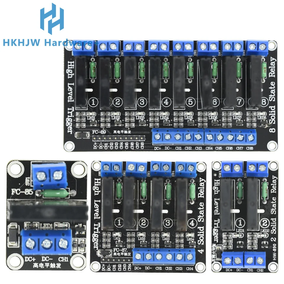1 2 4 6 8 Channel 5V 12V 24V DC Relay Module Solid State High Level SSR AVR DSP G3MB-202P Relay 250V 2 For Raspbery pi