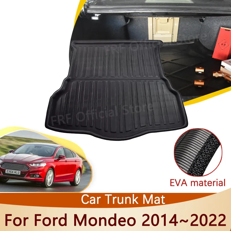 Car Rear Trunk Mat For Ford Mondeo MK4 Mk V Fusion 2014~2022 2015 2018 Accessories Floor Tray Liner Cargo Boot Carpet Auto Mats