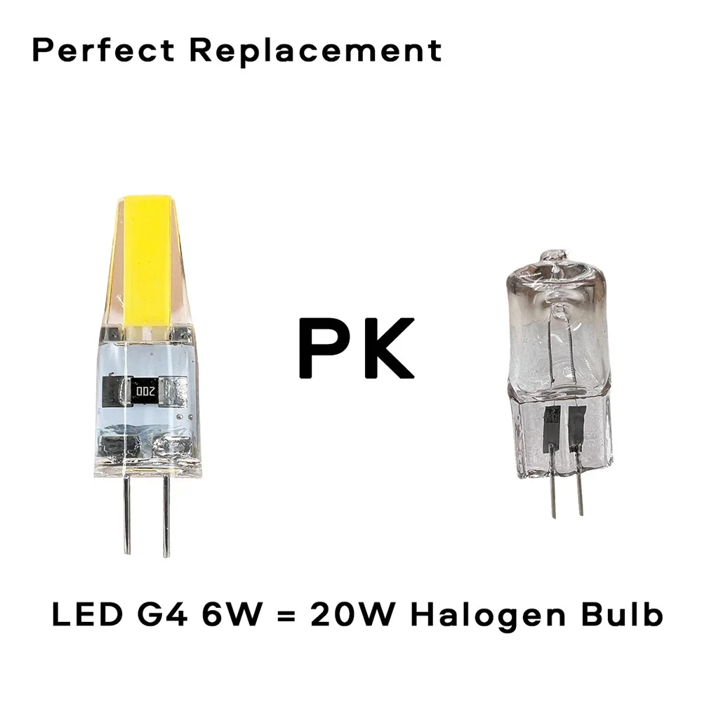 핫 디밍 미니 G4 LED COB 램프, 6W 전구, AC DC 12V 220V 캔들 라이트 교체, 30W 40W 할로겐 샹들리에 스포트라이트용