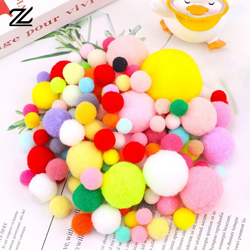 200Pcs/lot 10-30mm Candy Color Pompom Fur Balls Colorful Fluffy Pompones Ball Furball For DIY Handmade Carft Decoration Parts