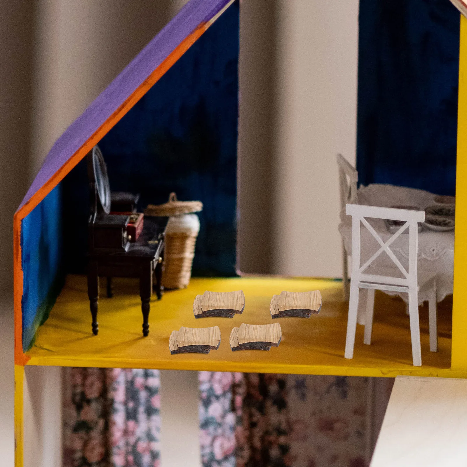 

24 шт. винтажного миниатюрного напольного покрытия из высококачественной древесины с гладкой отделкой для декора миниатюрных домиков, творческого микроландшафта и художественных поделок