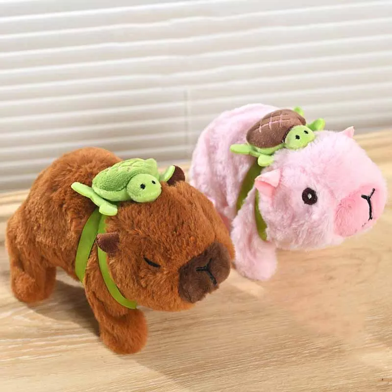 Capivara elétrica Plush Pull String Toy, simulação bonito, Pet, brinquedos interativos para bebê, criança, vai andar e latir