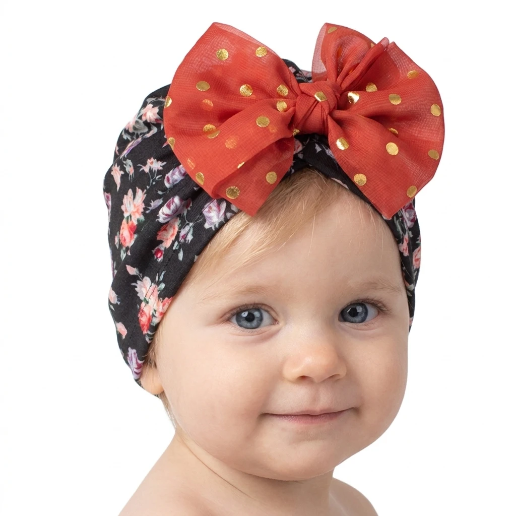 

Cute Turban Hat Cap Beanie Bonnet with Big Bowknot Hospital Baby Hats Knot Headwraps Turbans for Newborn Baby Toddlers Infants
