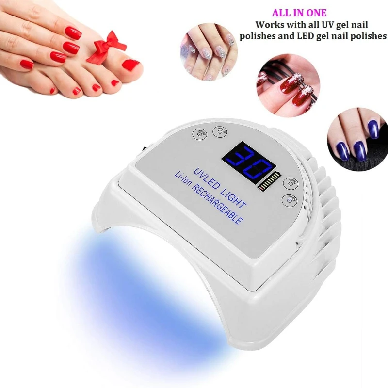 Lámpara de uñas LED UV recargable, secador de esmalte de Gel para manicura con Sensor automático, equipo y herramientas inalámbricas, 64W