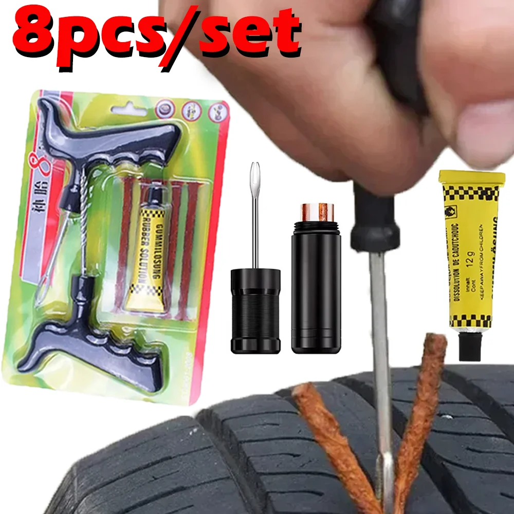 

Car Bike Truck Motorcycle Tire Repair Kit versatile handheld Universal Patch Strip Glue Garage Tool Set Auto Moto Repair Tools