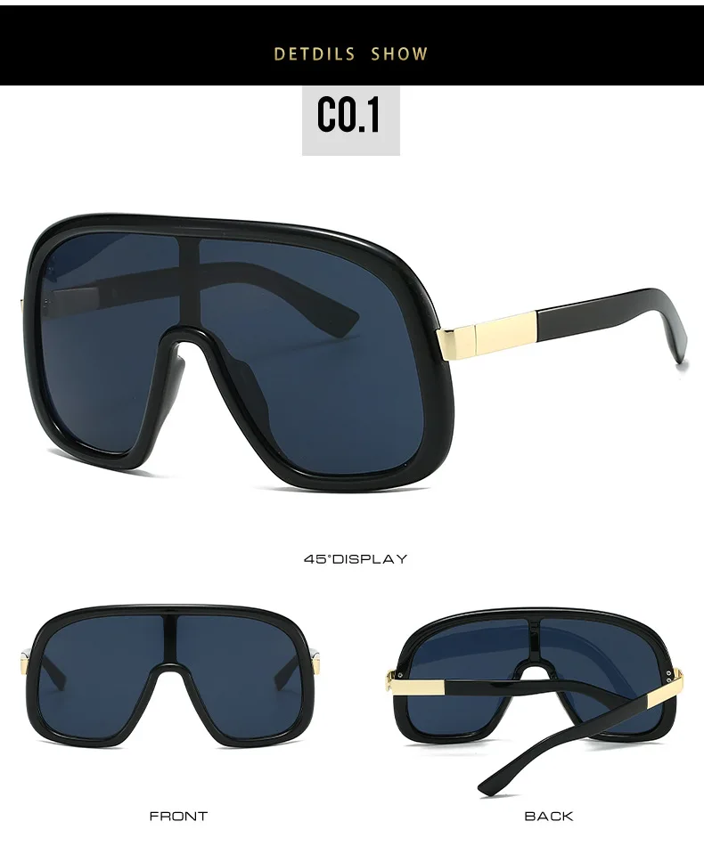 Mode One Piece Shield Sonnenbrille für Frauen Vintage Big Frame Maske Gradient Sonnenbrille Damen Outdoor Driving Shades Uv400 – Detail 14