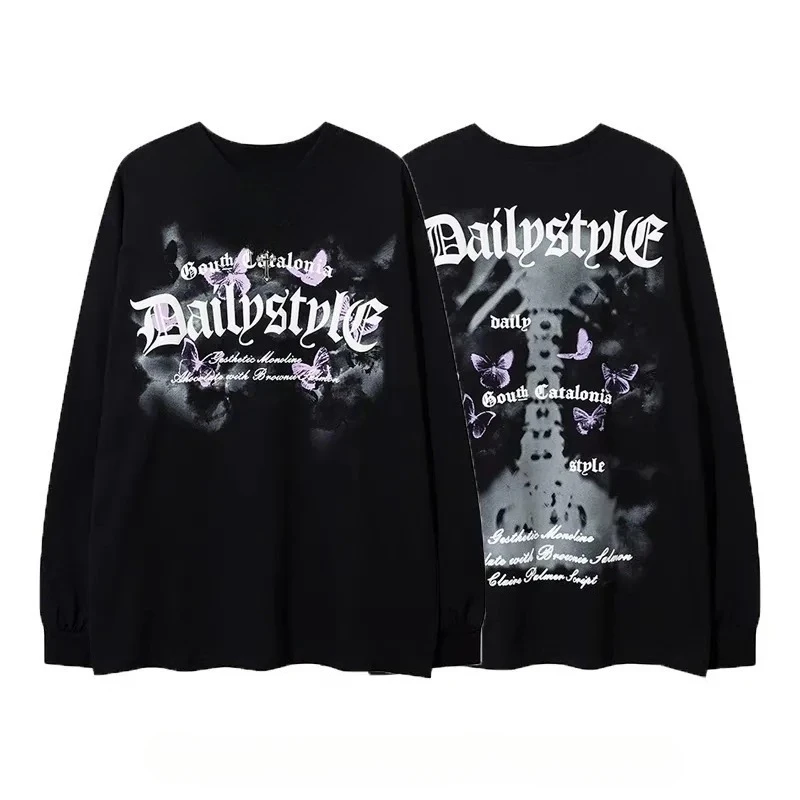 

Осенне-зимняя толстовка с круглым вырезом 2025 года, толстовка с капюшоном в американском стиле темной ленты, элитная роскошь для мужчин и женщин, топ