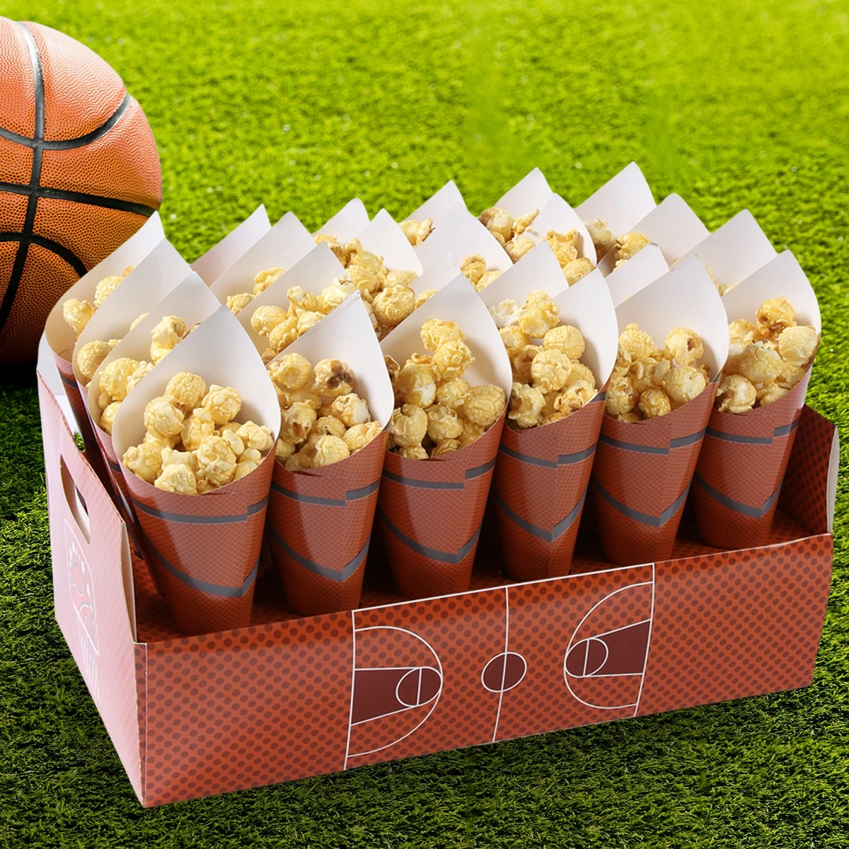 Basketball Paper Tray Cone Shaped Candy Bag for Party Decoration Cookie Popcorn Cones Bags Birthday Party Supplies Paper Holder