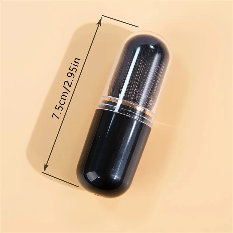 Retractable Kabuki Brush Travel Makeup Brushes Cute Capsule shaped Portable Powder Foundation Bronzer Blush Brushes with Lid