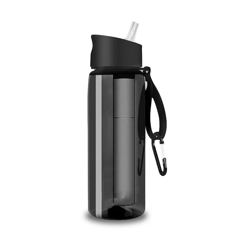

650Ml Portable Activated Carbon Water Bottle Filter Sports Outdoor Straw Bottle