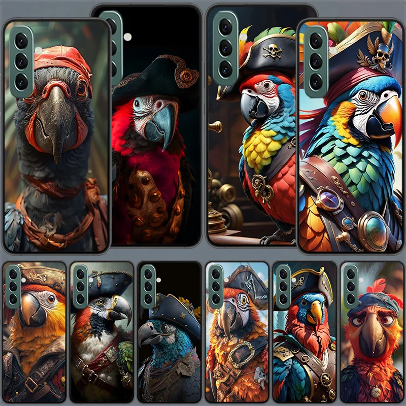 Macaw Pirate Phone Case for Samsung A54 A14 A24 A34 A17 A37 A57 A55 A35 A25 A15 A07 A05S A04S A12 A22 A32 A52S A72 Galaxy Note 2