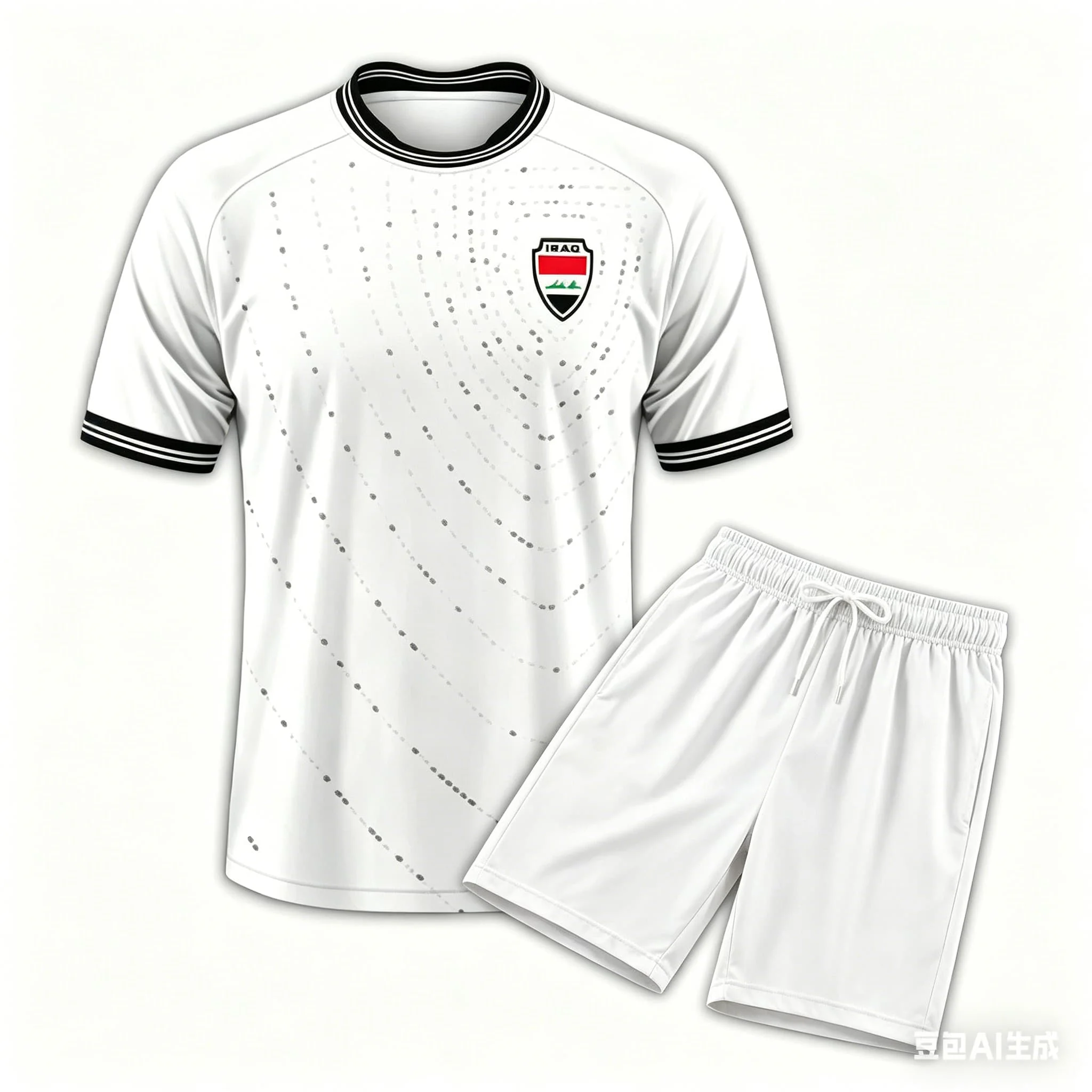 

2026 Iraq Away Football Shirt Set, White with Black Dots, Stylish Sports Top for Men, Lightweight and Comfortable
