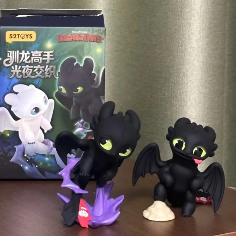 In Stock 52TOYS How To Train Your Dragon Light Night Intertwined Blind Box Toothless & Light Fury Desktop Ornament Trendy Toy view 2