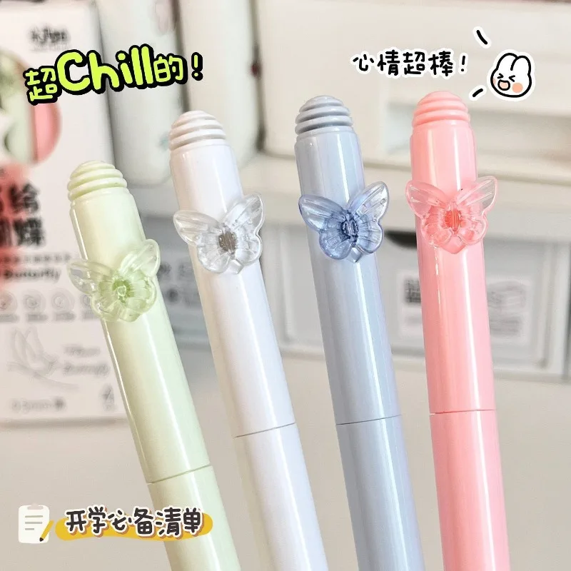 4-Pack Butterfly Rotating Out Core Neutral Pen Ins High Value St Head Quick Drying Black Student Exam Brush Question Black Pen