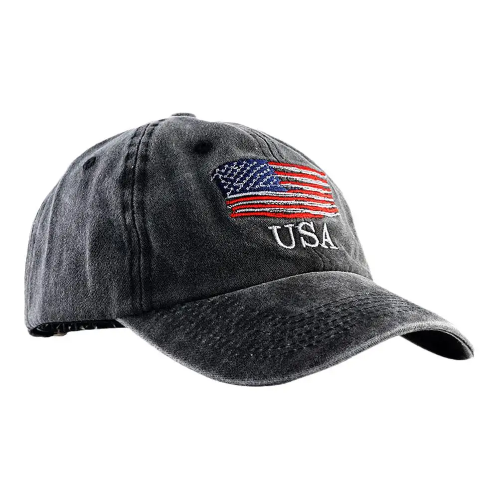 Unisex USA American Flag Baseball Cap Embroidered Style Army Hats Distressed Hat Military Washed Trucker I0E7