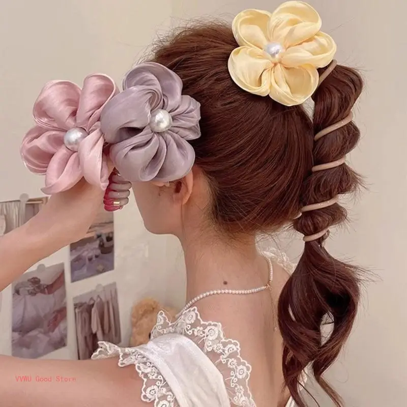 Woman Elastic Hair Tie Telephone Cord Hair Rope Donot Hurt Hair Tie for Makeup