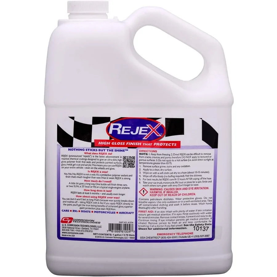 

Corrosion Techlogies RejeX 61004, 1 галлон, глянцевая отделка, защищает для всех транспортных средств, синтетическая краска и герметик для поверхностей