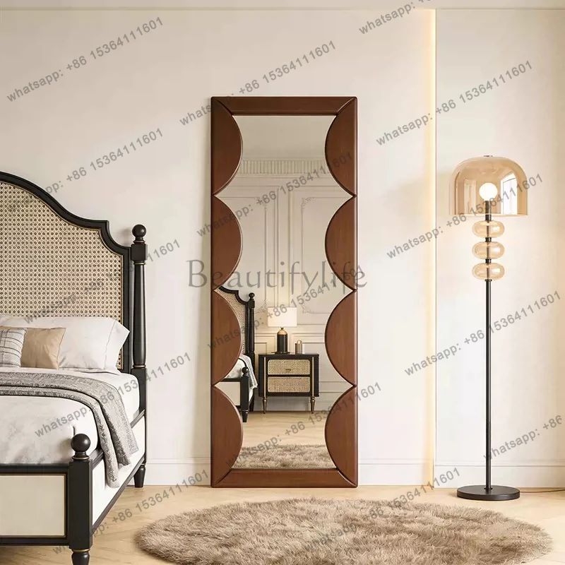 

French retro rectangular full-length mirror wall-mounted bedroom medieval full-length mirror American