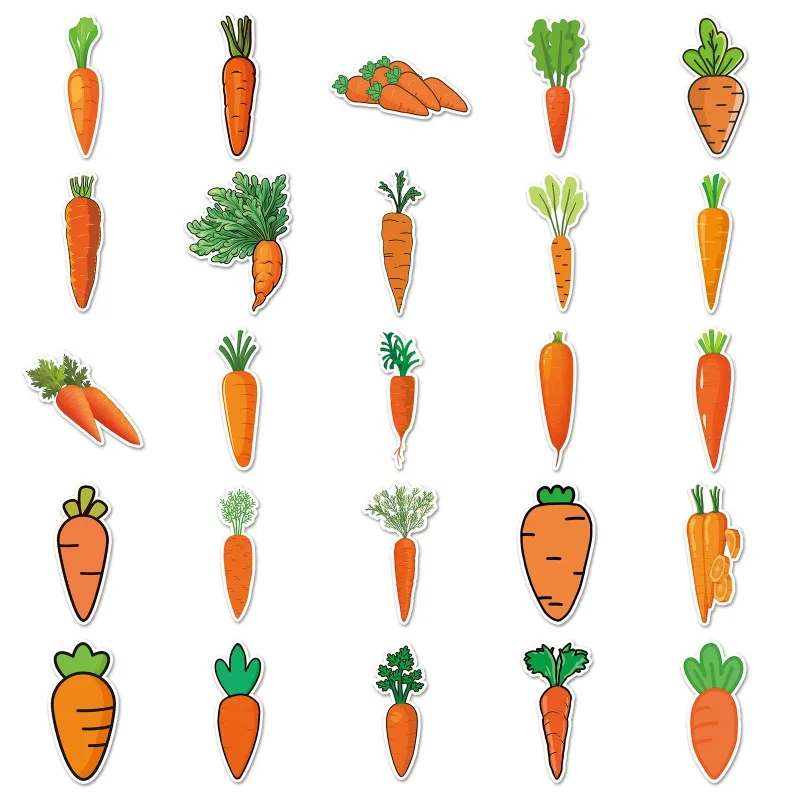 50개 맞춤형 만화 당근 창의적 그래피티 장식 스티커