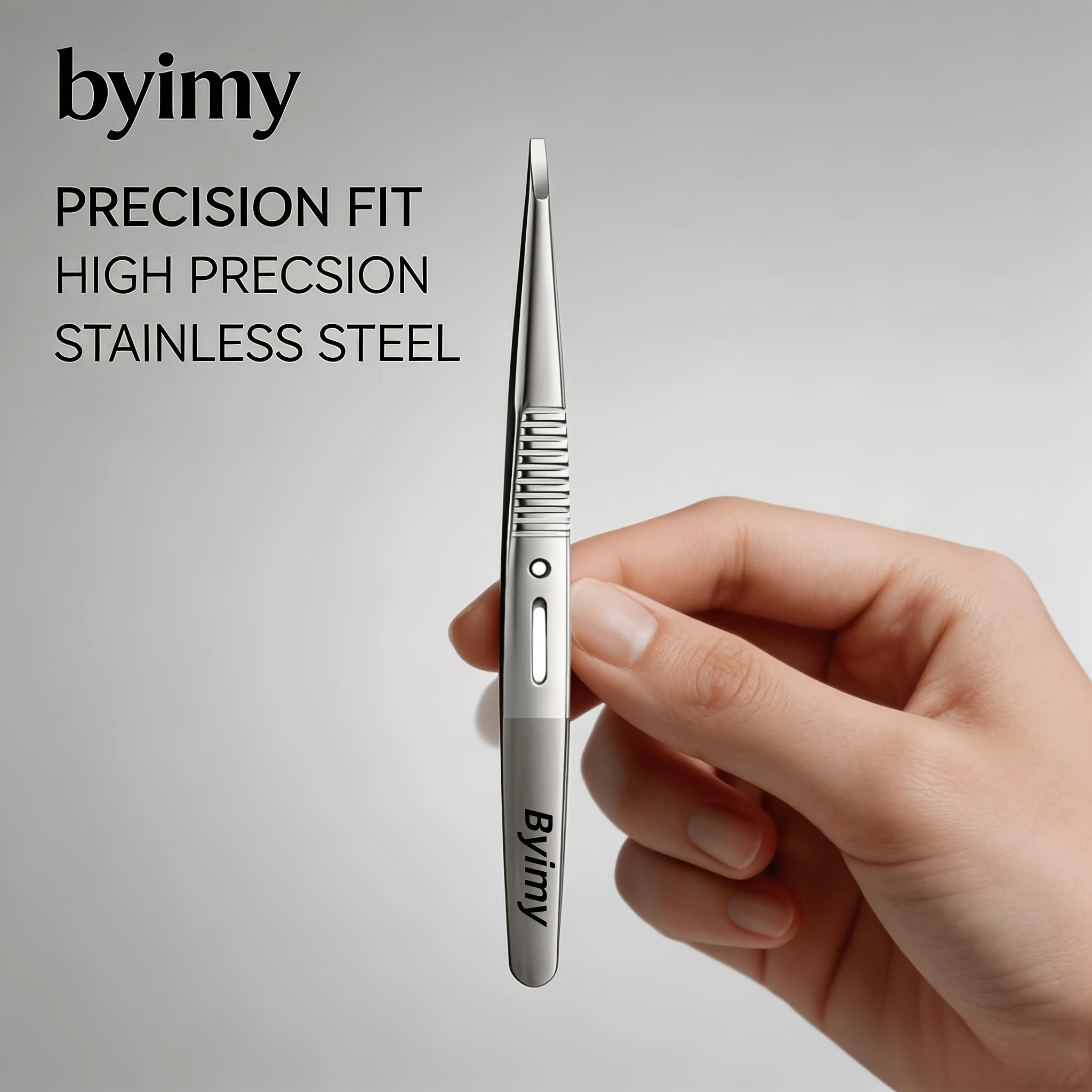 Byimy Precision Flat Tip Tweezers Stainless Steel Eyebrow Hair Removal Plucker Beauty Tool 11.5cm