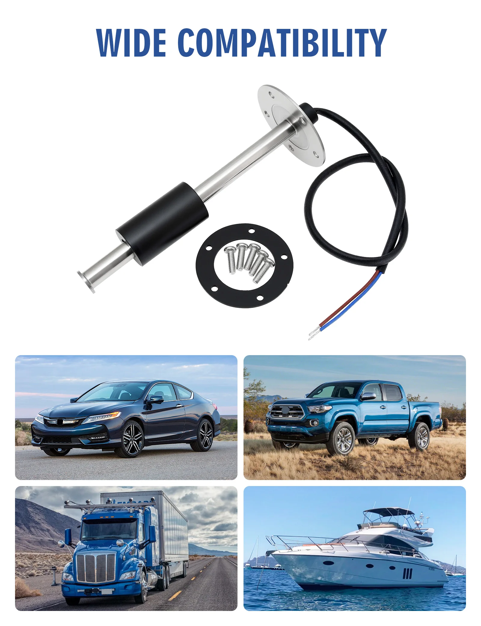 100mm-500mm Car Fuel Level Sensor 240-33 ohm Stainless Steel Oil Tank Level Water Level Meter Sensor for 12V 24V Boat Auto Car