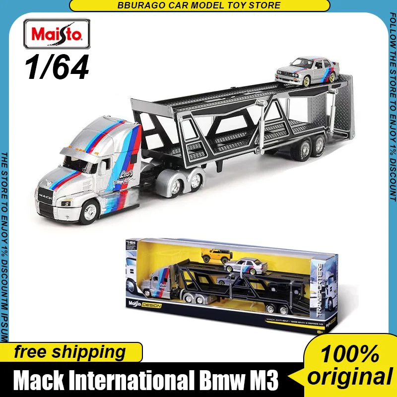 

New Maisto 1:64 Mack International 1988 Bmw M3 Heavy Transport Vehicle Alloy Miniature Diecast Model 1993 Chevrolet 454 Car Toys