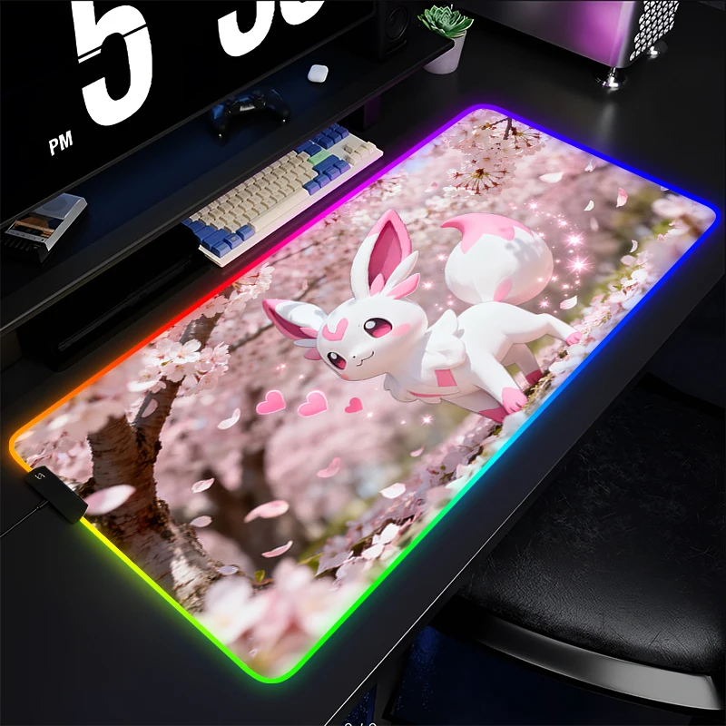 

RGB Rubber Mouse Pad Lockedge Backlight Gaming Accessories Mini Pc Computer Gamer Keyboard LED Mouse Mat Desk P-Pokemon Mousepad
