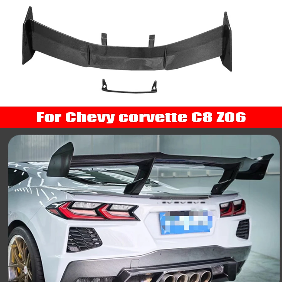 For Chevy corvette C8 Z06 2020+ Carbon Fiber Tail fins Spoiler Rear Trunk Spoiler Guide Wing Rear Wing ZR1 style body kit