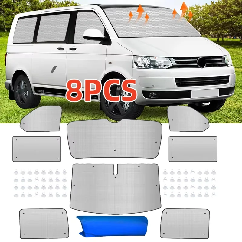 

Sunshade RV Camper Windscreen Protection Set For VW T5 T6 SWB Internal Thermal Blind Window Set With Storage Bag 8pcs