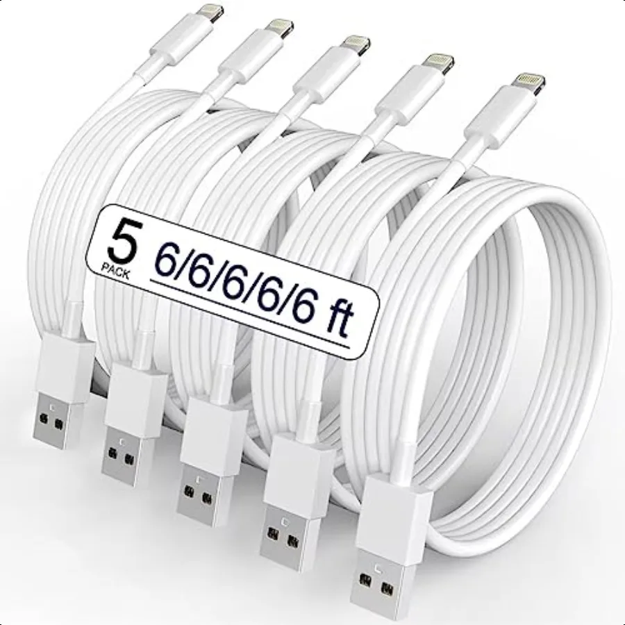 

5 Pack 6FT Original[Apple MFi Certified] iPhone ChargerLightning Cable Fast Charging Cord iPhone Charger Cable USB Cable Compat
