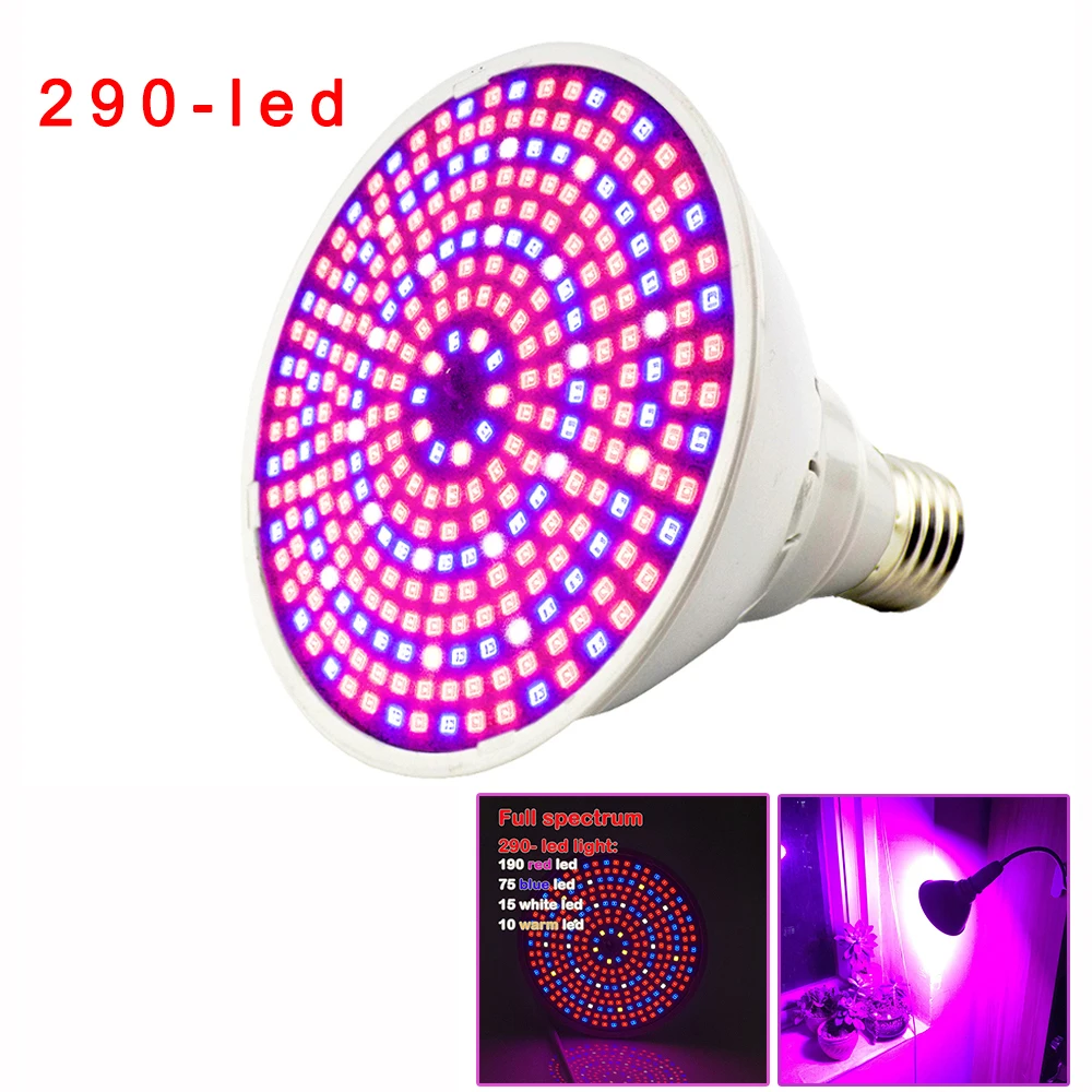 

New 290 Led Plant Grow light lamp Full spectrum E27 lights hydroponics green house bulb for vegs flower vegetable lighting