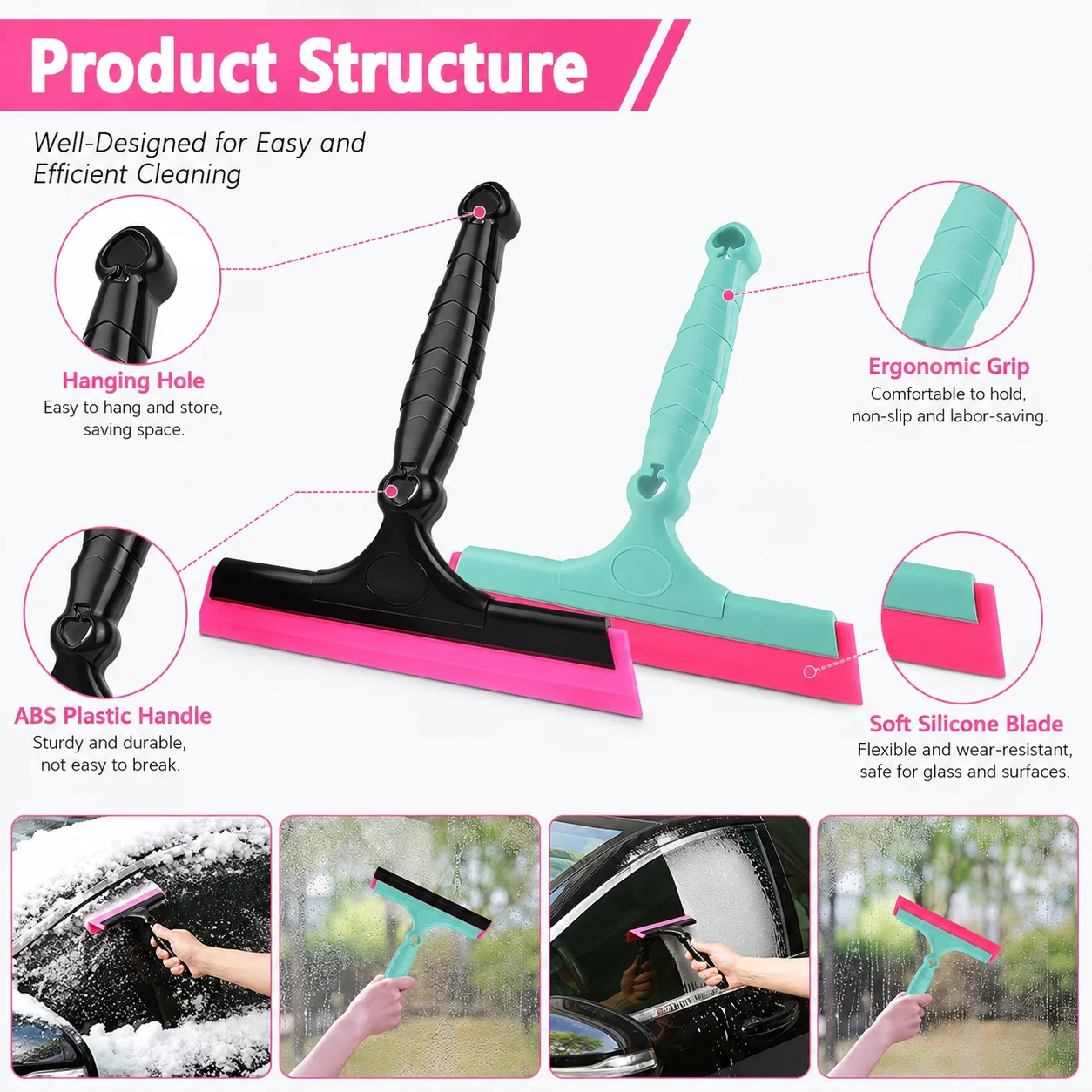 2 Stück 8 Zoll Flexibler Abzieher Fenstertönungswerkzeuge Auto-Wasserabzieher für Windschutzscheiben-Tönung, Vinyl-Folien-Applikator – Detail 1