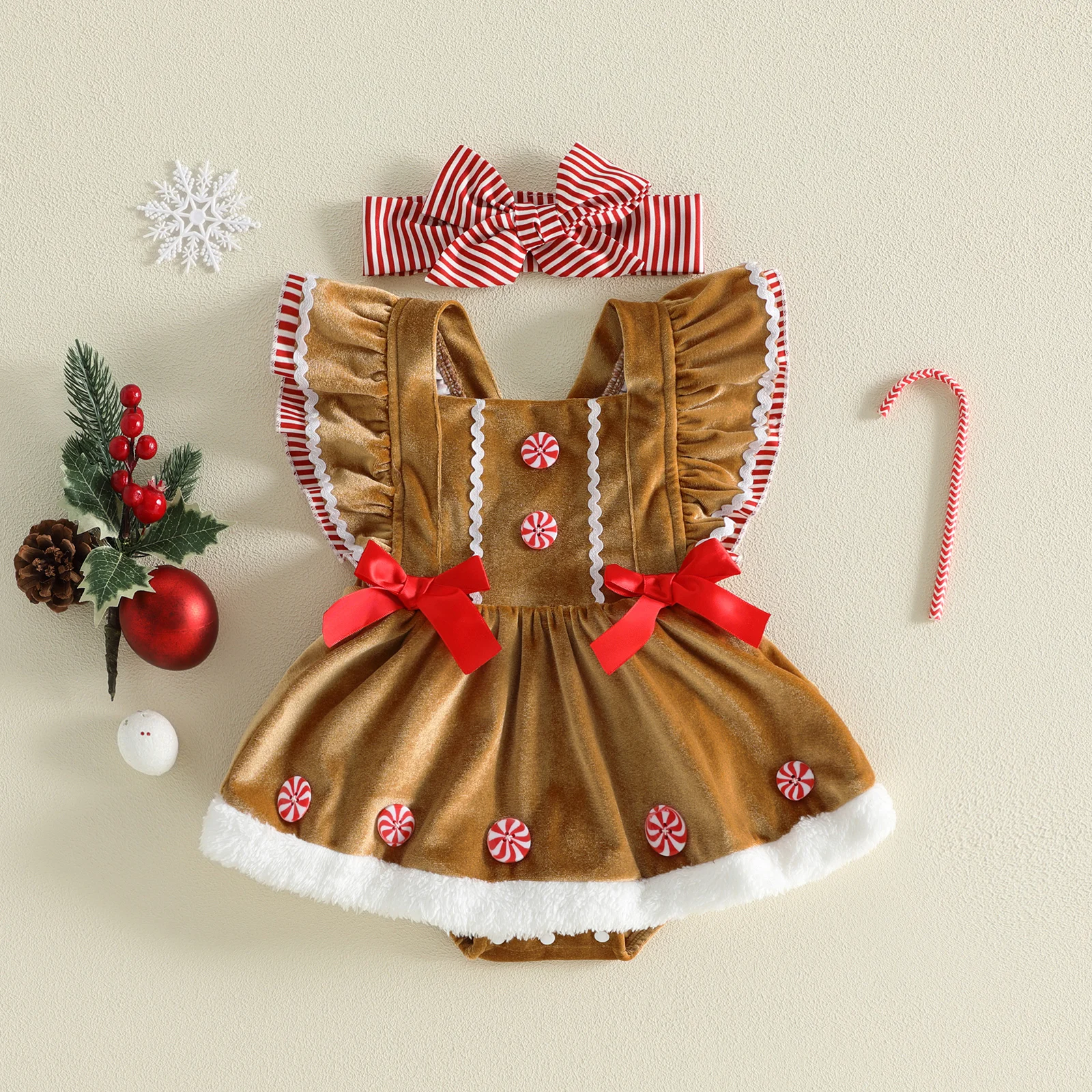 Baby Xmas Clothing - Baby Girl Christmas Outfit Gingerbread Man